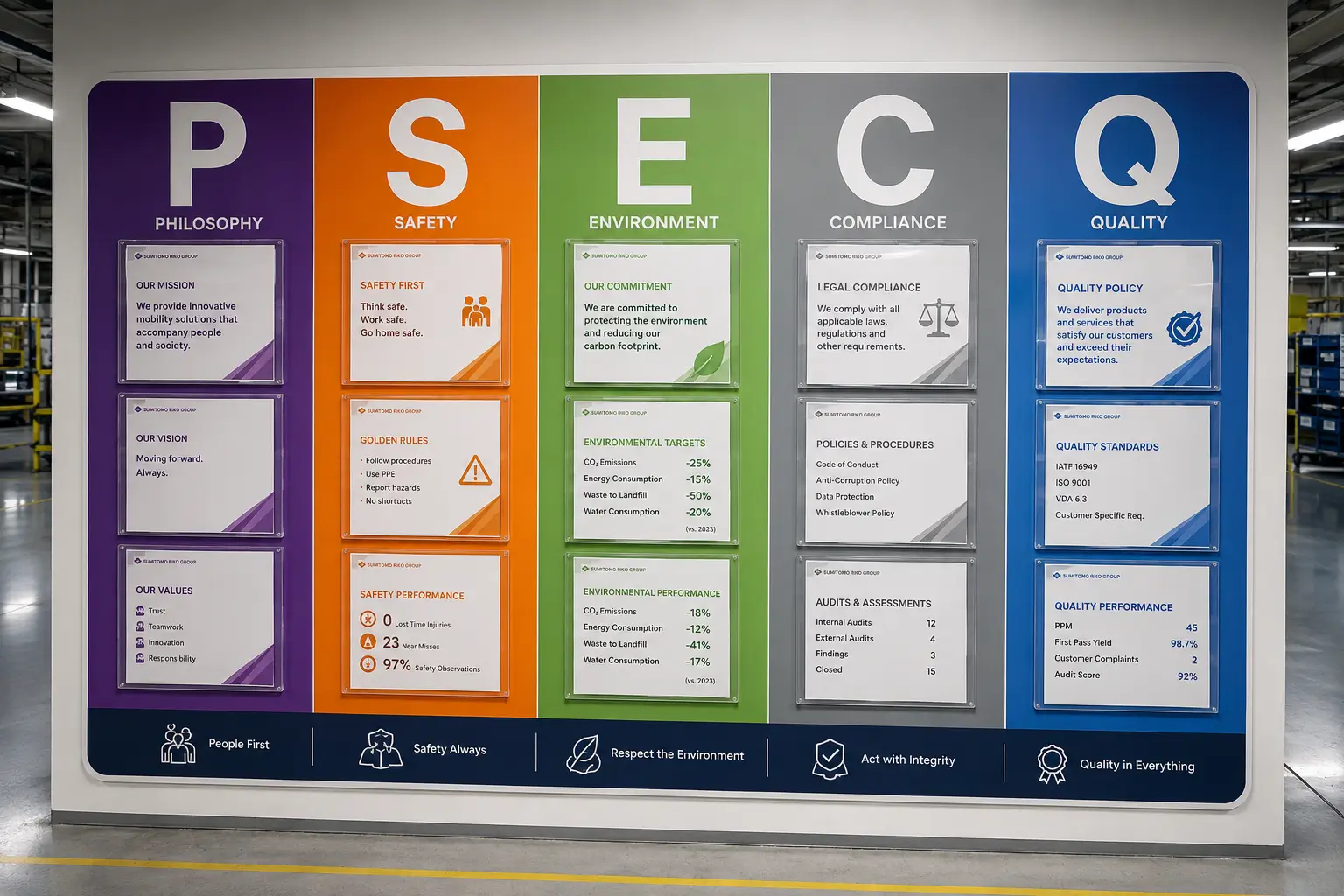 Panneau d'affichage du système de management qualité PSECQ