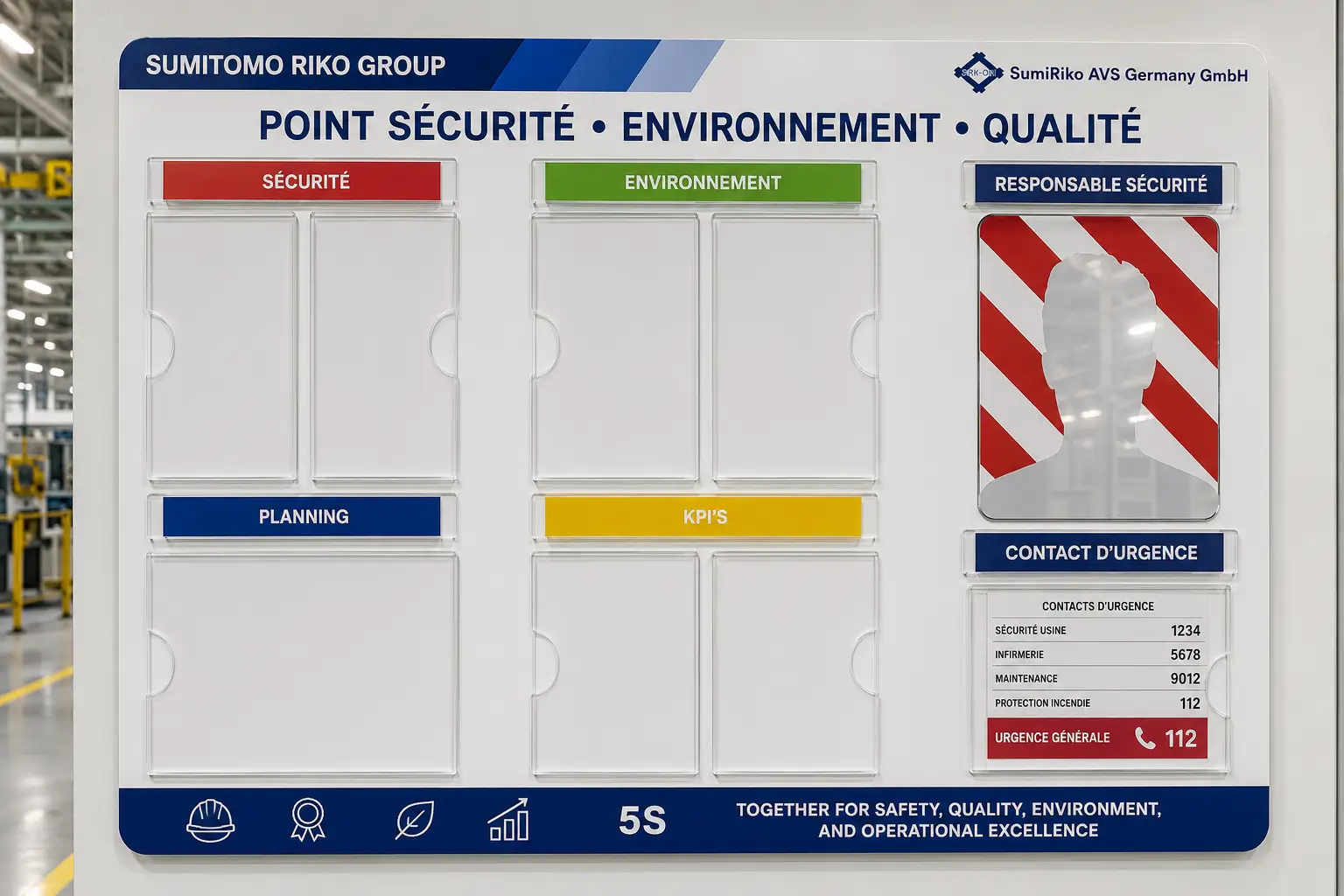 Tableau d'informations de sécurité installé en zone de production