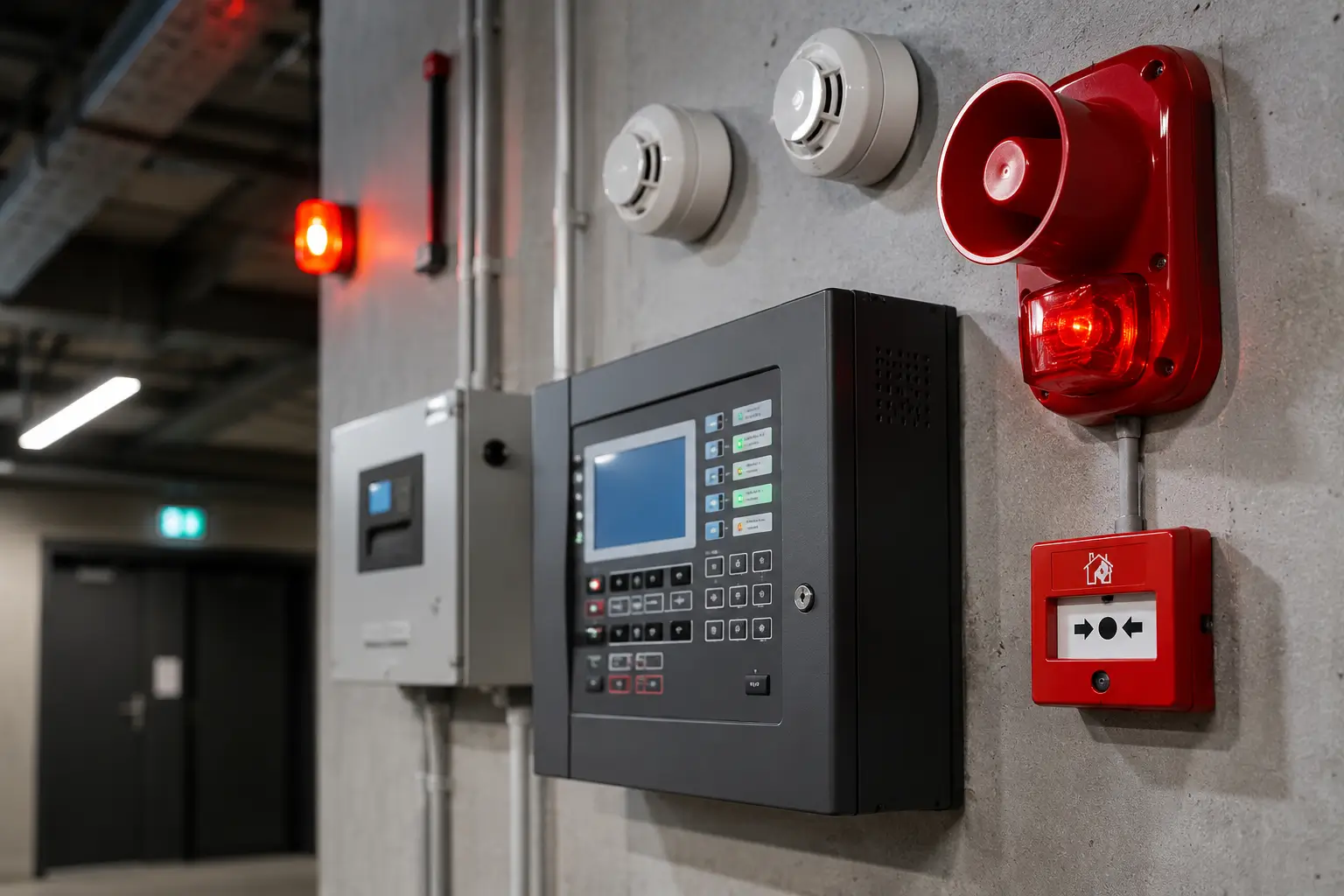 Centrale de détection incendie en cours de paramétrage